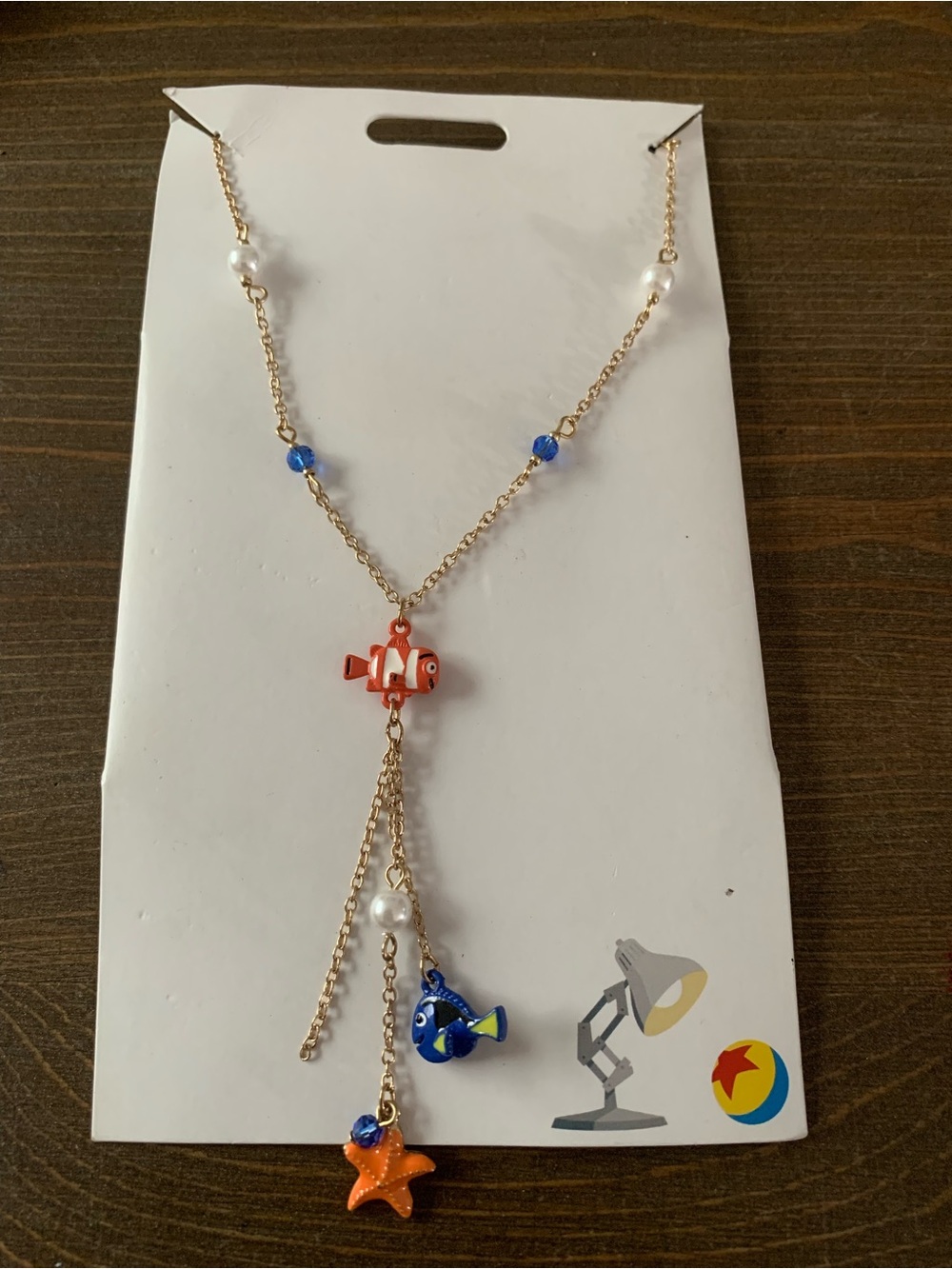 Disney Parks Pixar Finding Dory Nemo Metal Beaded Dangle Necklace w/ Charms New